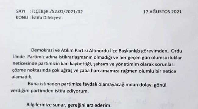 DEVA Partisi'nde istifa