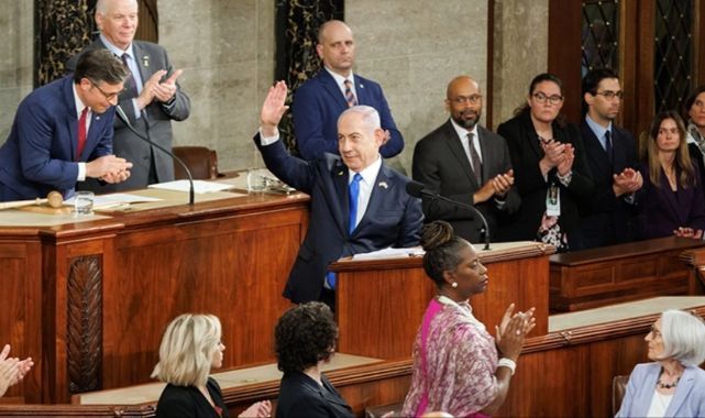 Netanyahu'ya ABD Kongresi'nde alkış tufanı! Skandal görüntülere Türkiye'den tepki